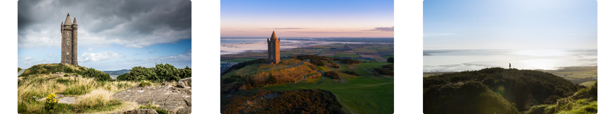 A trio of images of Scrabo Tower and surrounds, Co Down